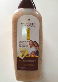 Gel douche exfoliant gommant PRO-WHITE COLLAGEN au beurre de karité